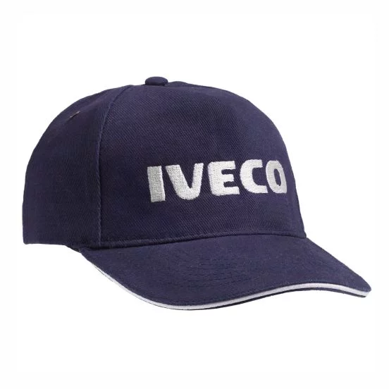 Бизнес сувенир тёмно-синяя бейсболка с вышитым логотипом IVECO на заказ