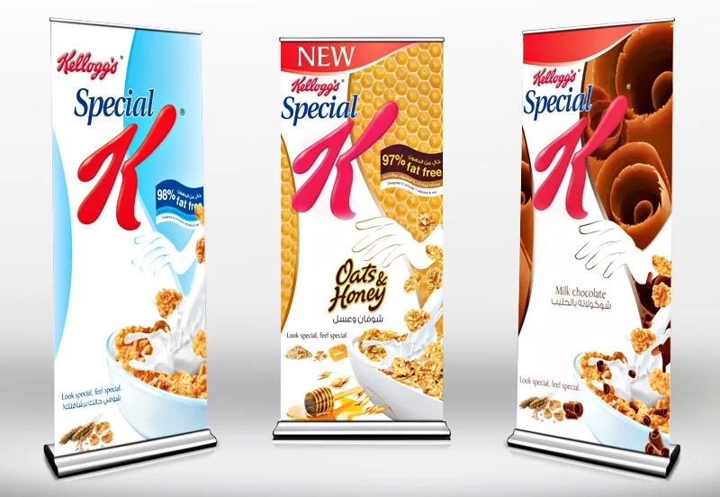 Roll-up стенды с логотипом Kellogg's Special K на заказ, три баннера