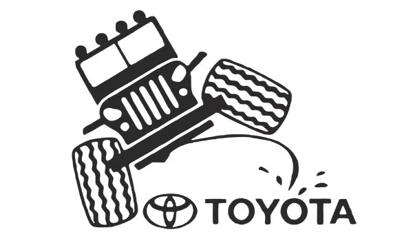 Наклейки на авто с логотипом Toyota, чёрный контур внедорожника, на заказ